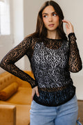 Denver Pattern Sheer Mesh Long Sleeve Top