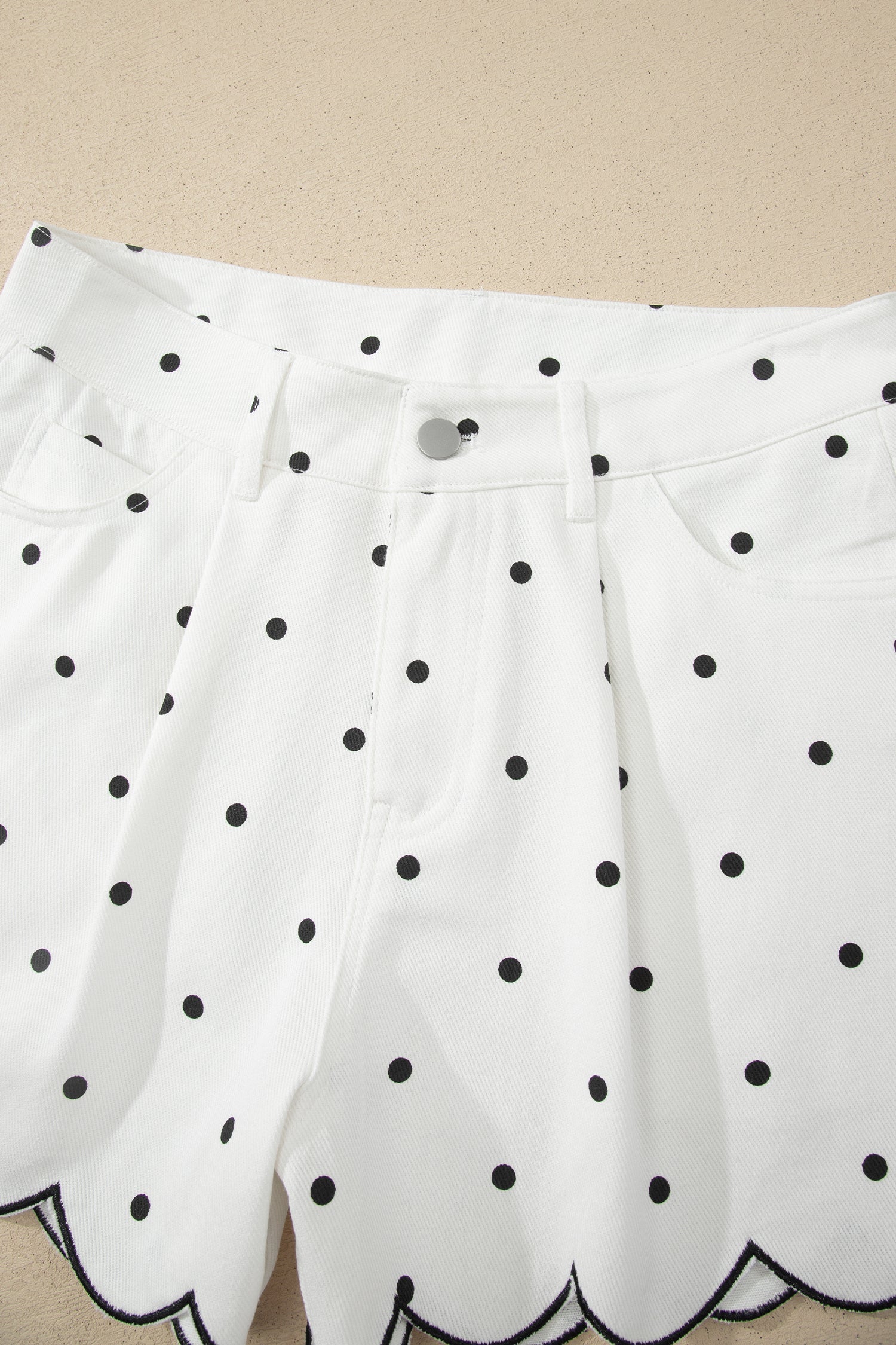 Elise Embroidered Scallop Hem Shorts