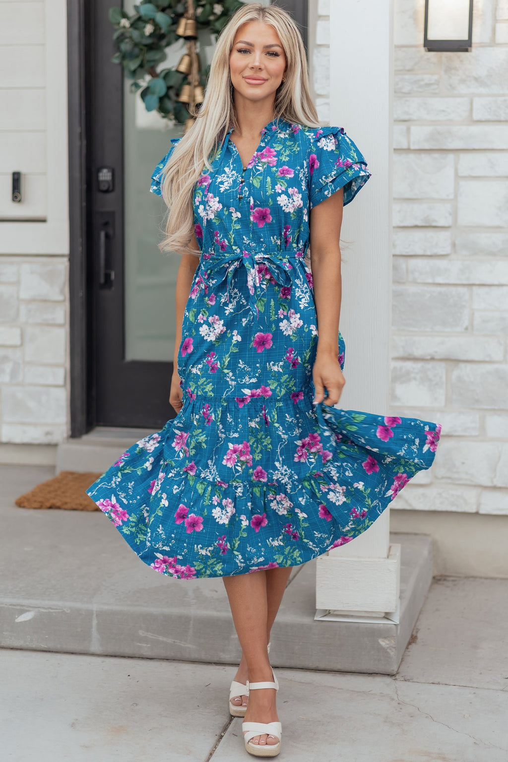 Tessa Tie Belted Long Dress