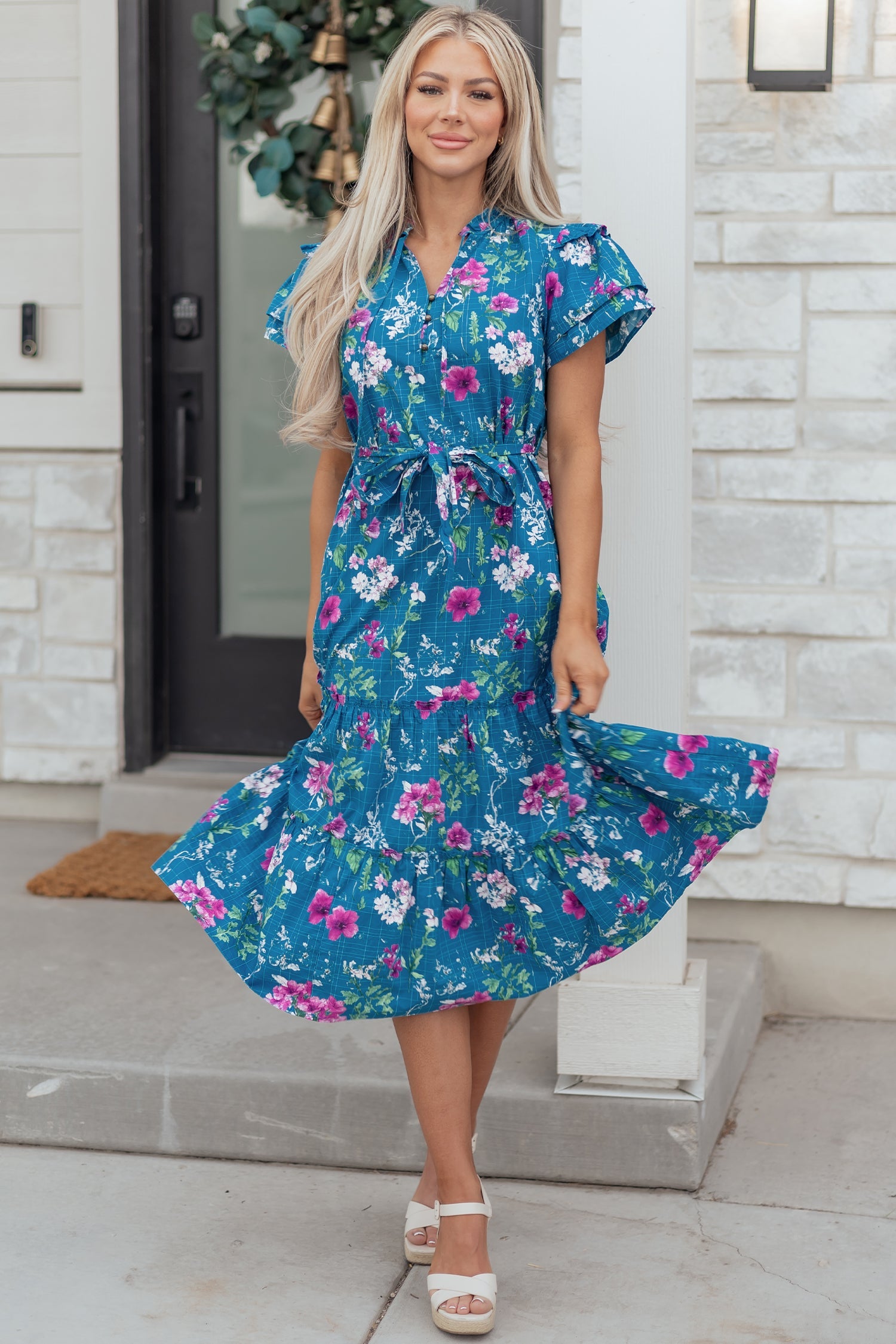 Tessa Tie Belted Long Dress