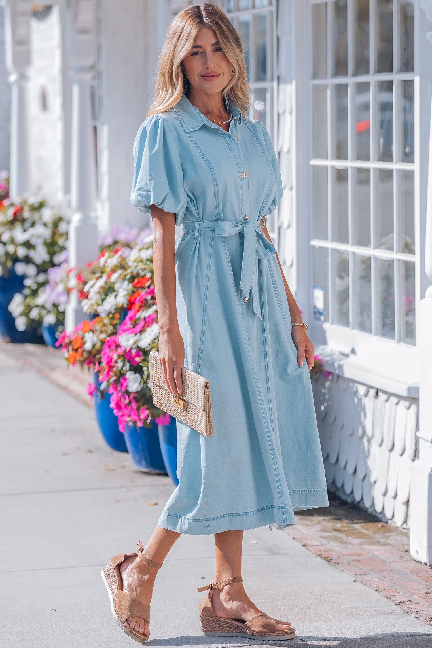 Shiloh Bubble Sleeve Long Dress