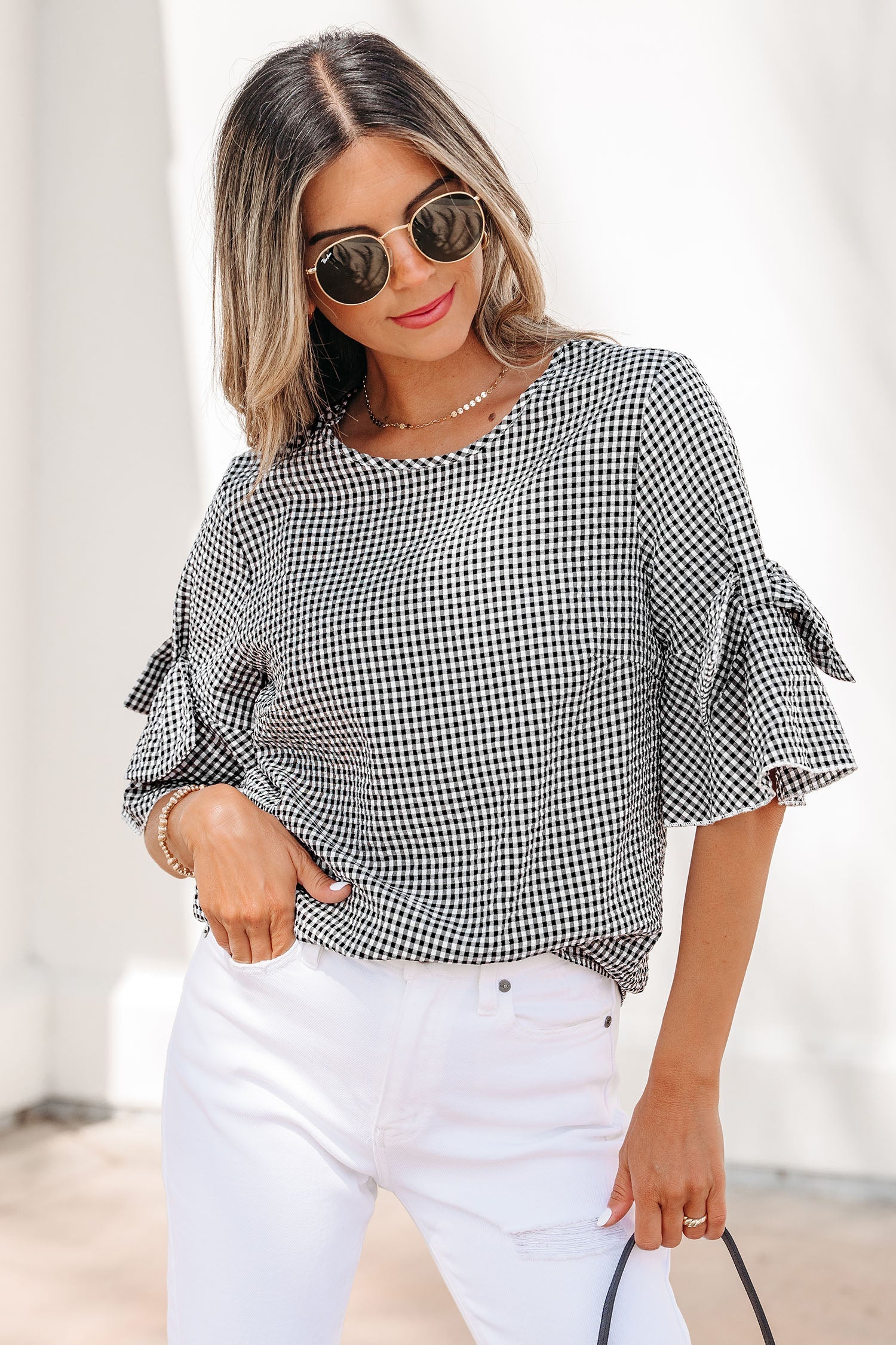 Carolina Ruffled Half Sleeve Blouse