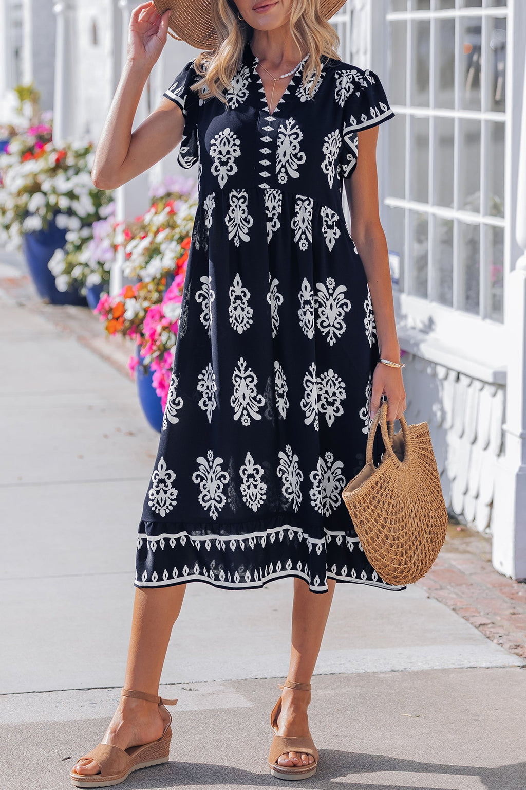 Halo Short Sleeve Midi Dress