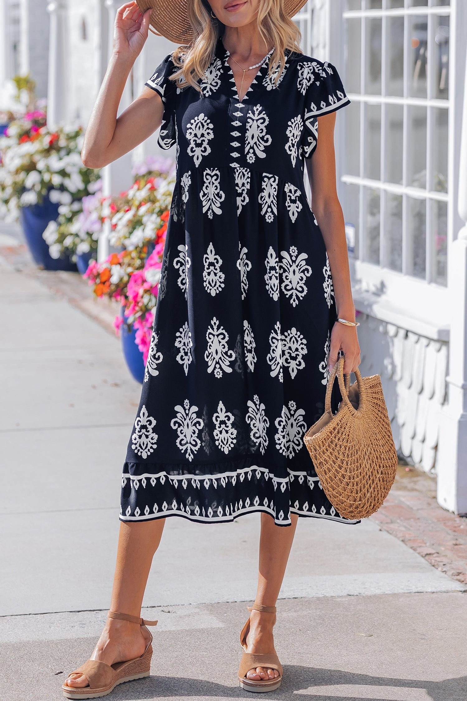 Halo Short Sleeve Midi Dress