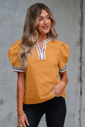 Gia Trim Puff Sleeve Blouse