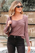 Cora Square Neck Ribbed Fit Long Sleeve Top