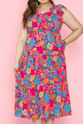 Jessie Ruffled Sleeveless Plus Size Long Dress