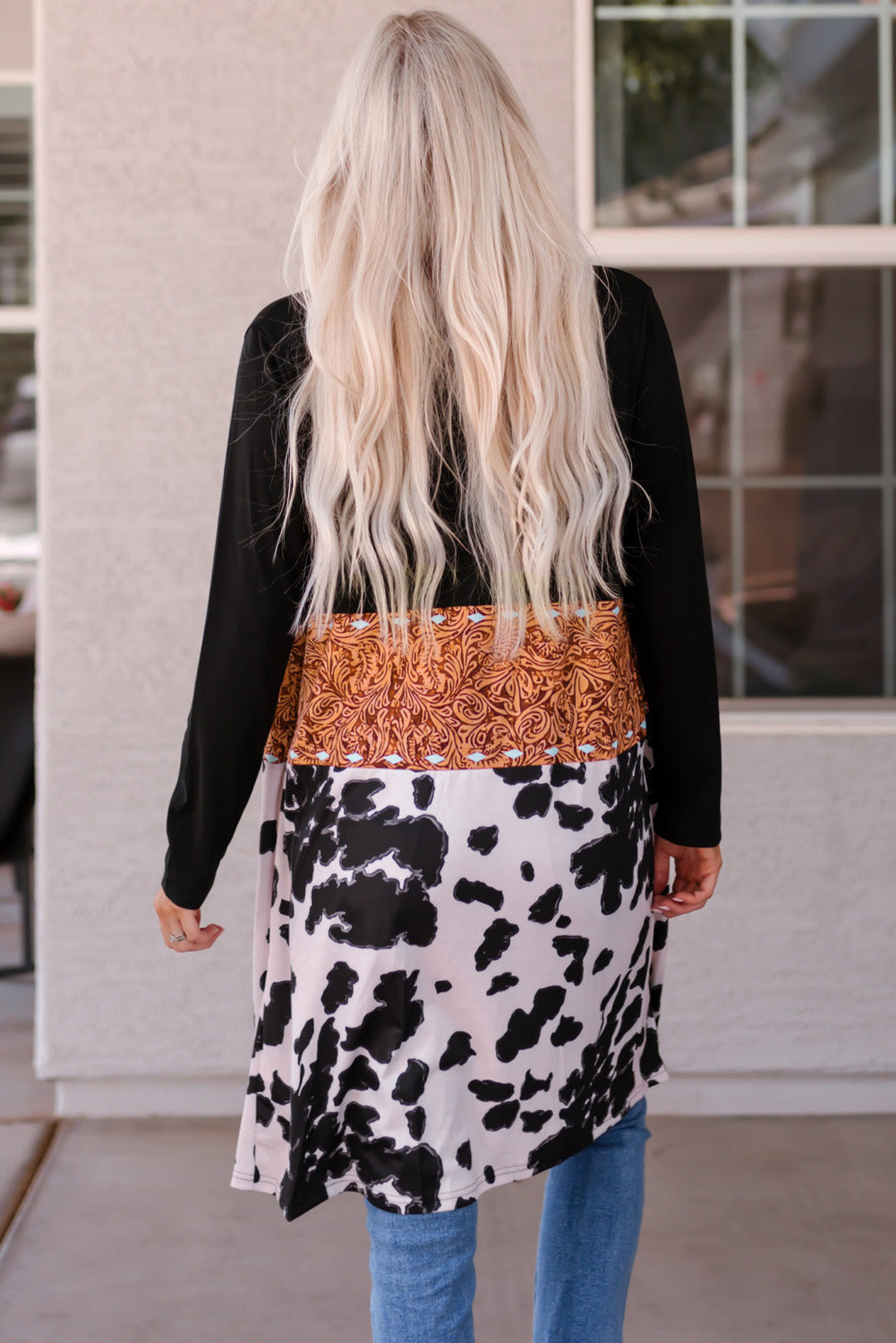 Madison Patchwork Open Front Cardigan