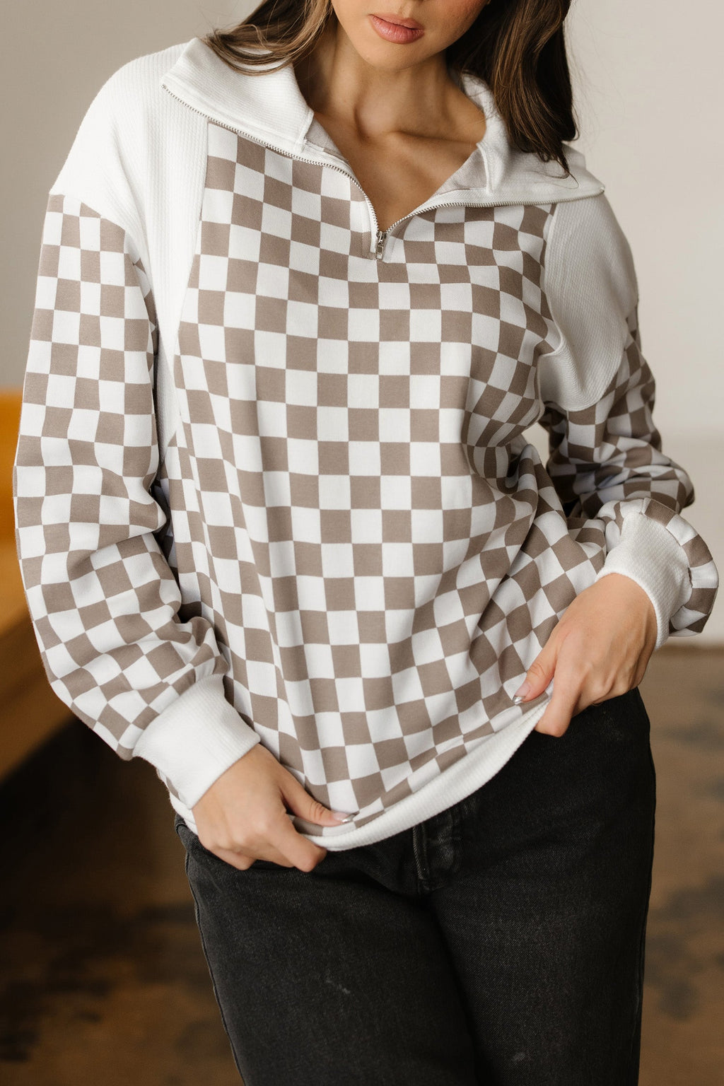 Rosalia Ribbed Patchwork Loose Sweatshirt