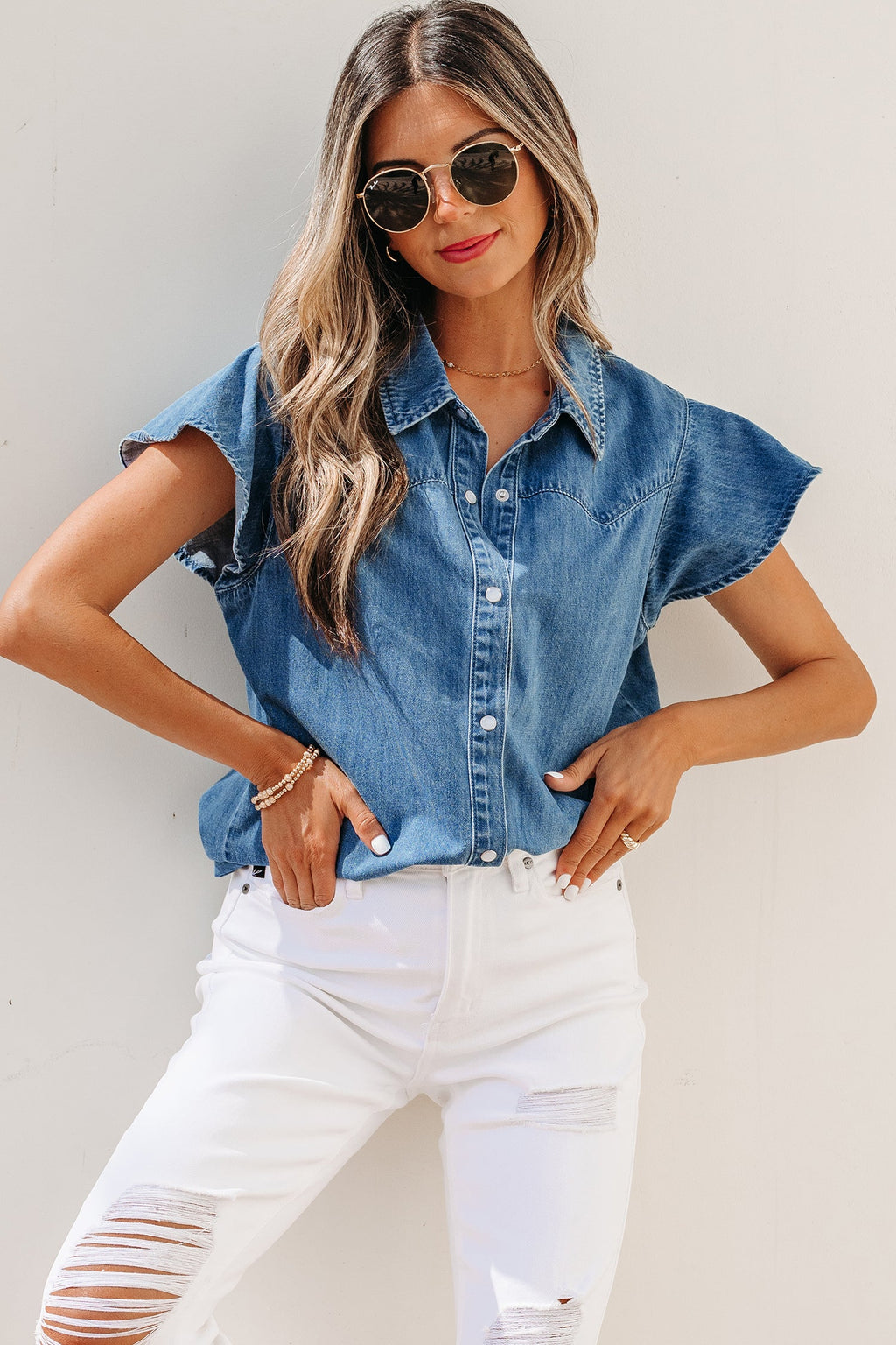 Keyla Ruffled Short Sleeve Shirt