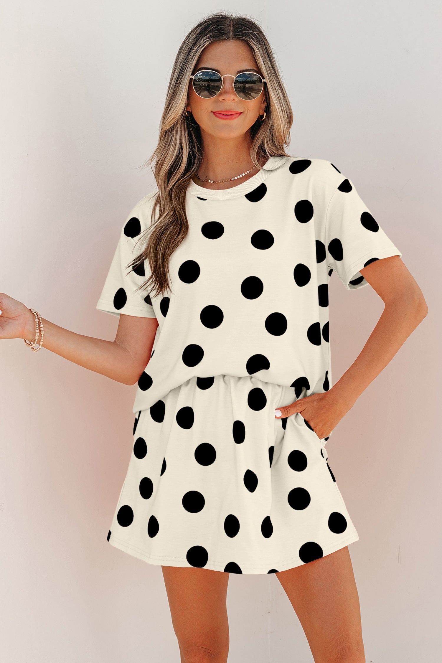 Aurelia Dot Short Sleeve Top Set