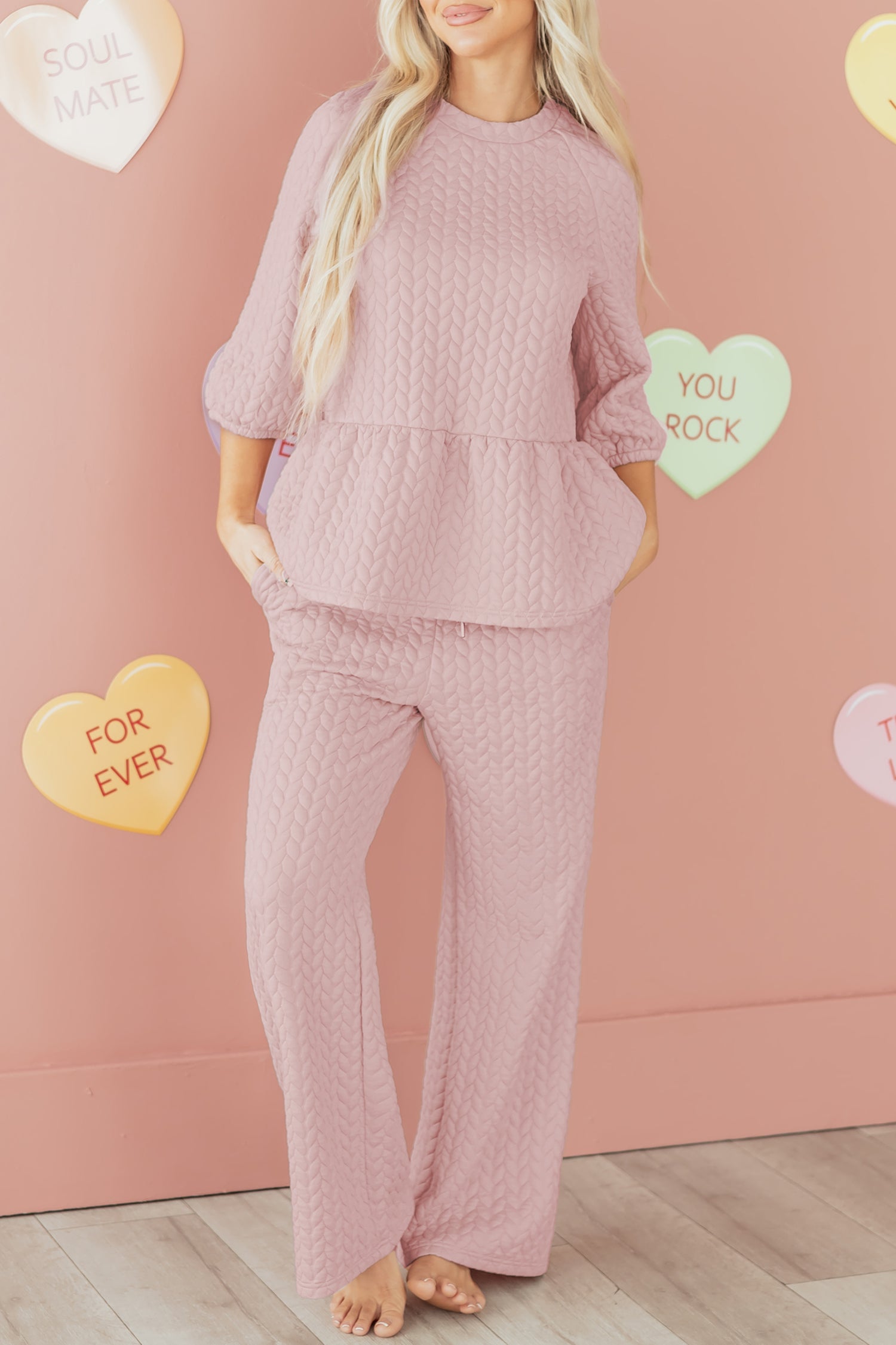 Makenna Texture Ruffle Hem Set