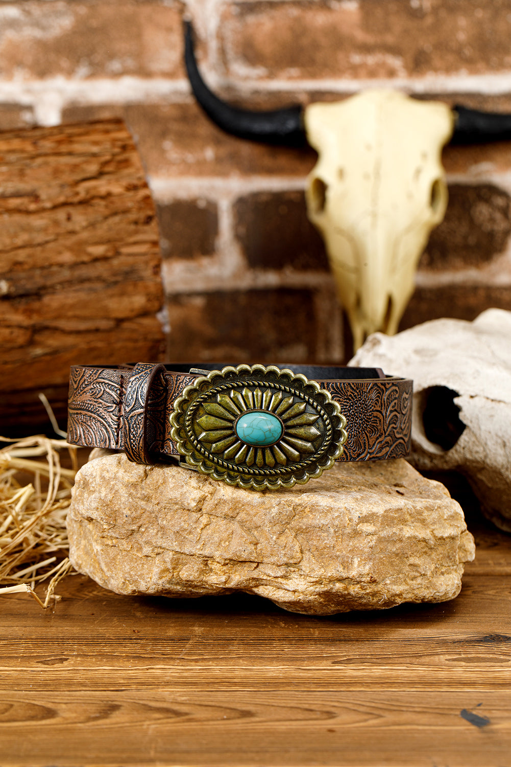 Royalty Embossed Faux Leather Belt