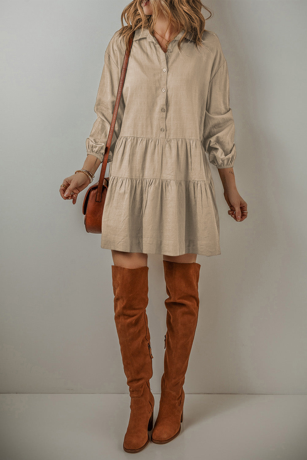 Scarlet Sleeve Tiered Pleated Shirt