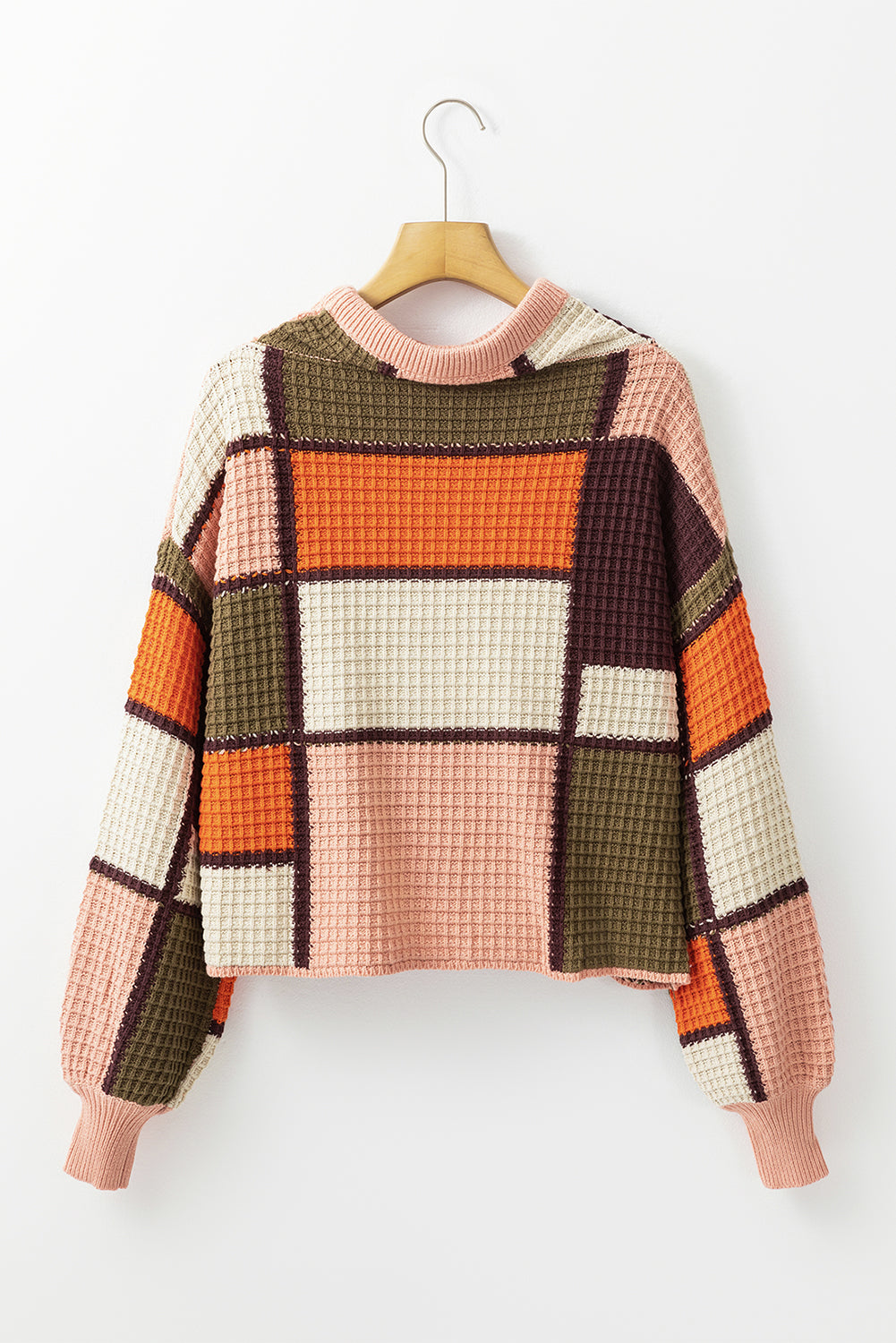 Zoey Waffle Knit Drawstring Mock Neck Sweater