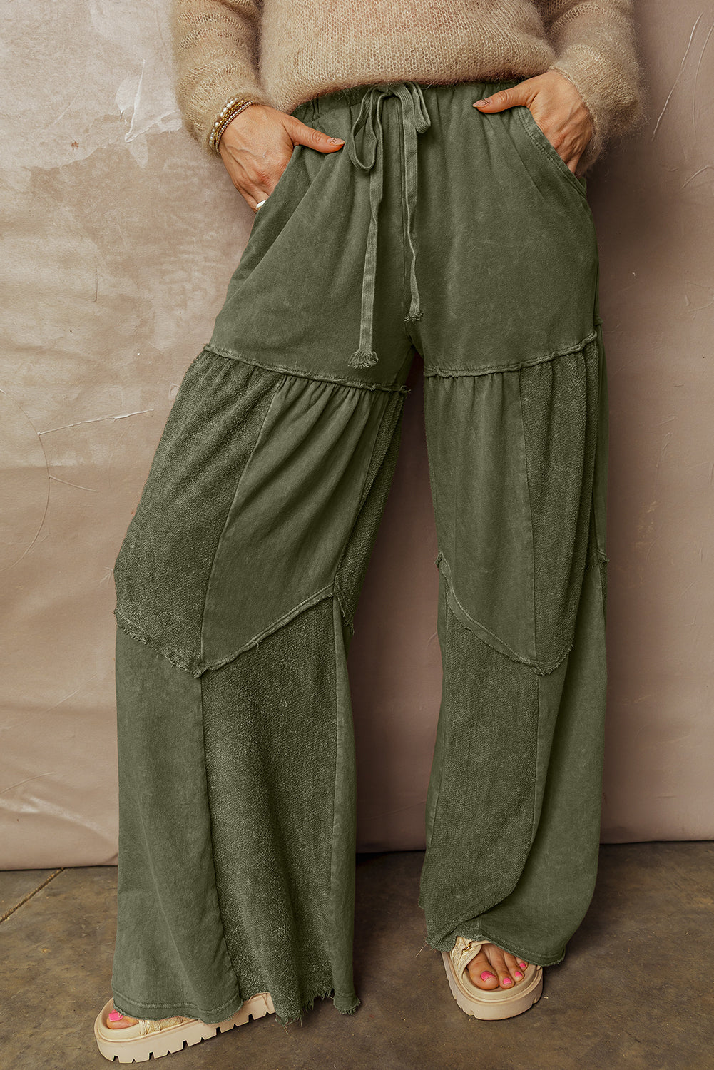 Paisley Leg Patchwork Drawstring Pants