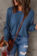 Gabriela Solid Color Patchwork Long Sleeve Top