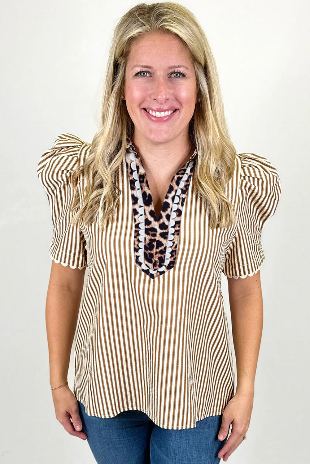 Laila Sleeve Patchwork Collar Blouse