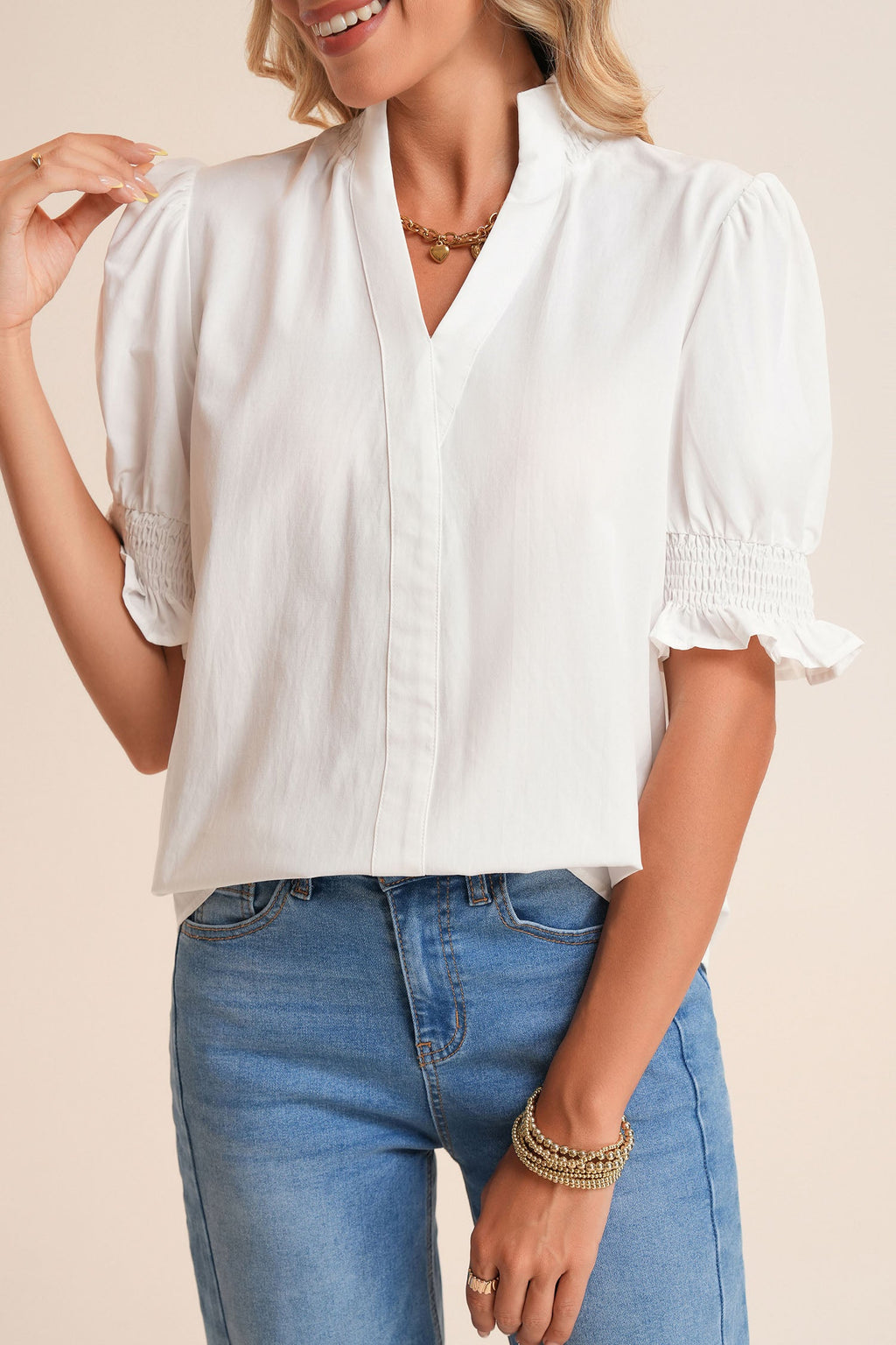 Gabriela Trim Short Sleeve Blouse