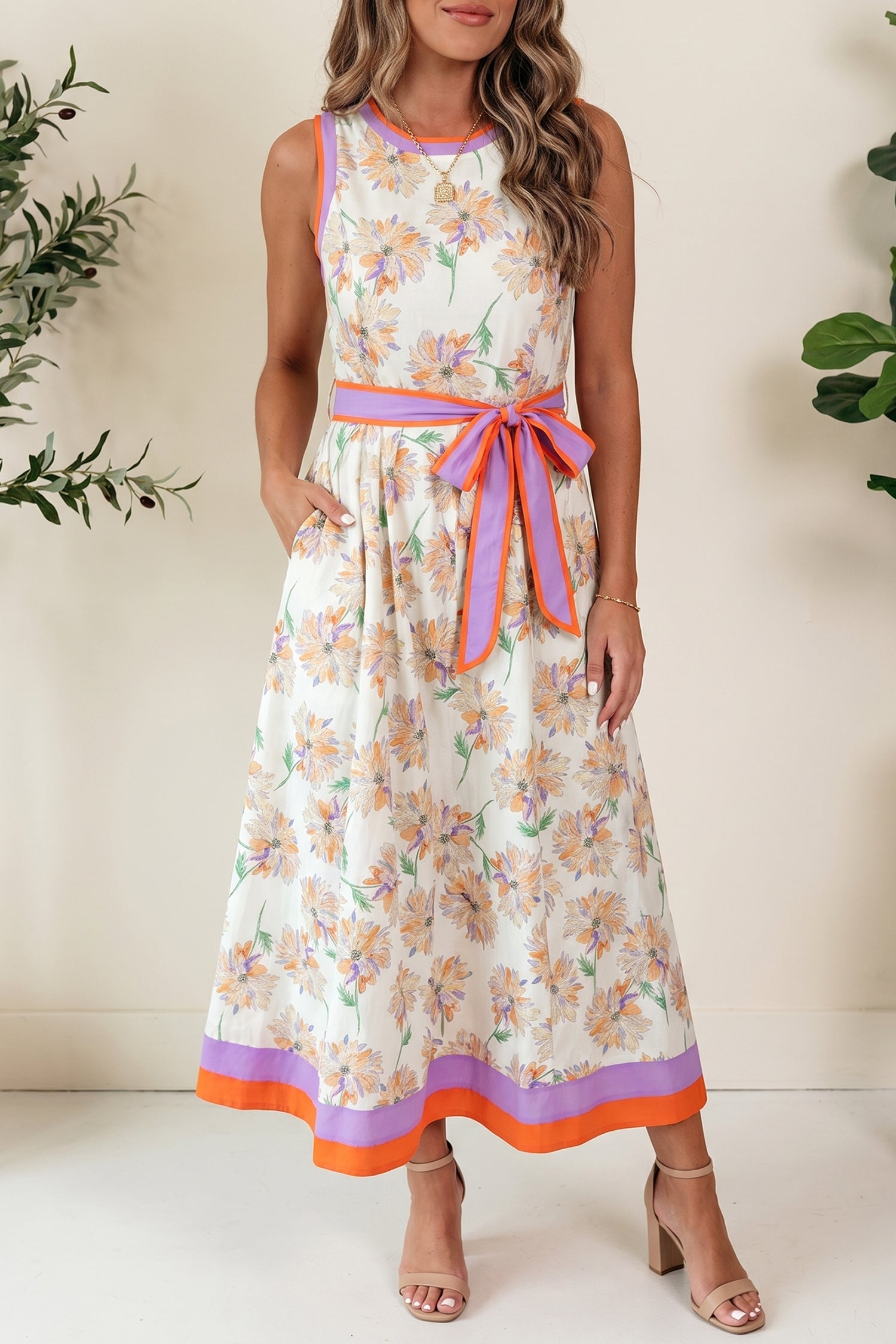 Daphne Belted Sleeveless Maxi Dress