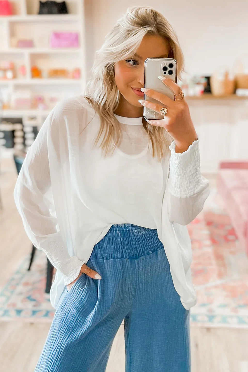Gwen Sleeve Dolman Blouse Long Sleeve Top