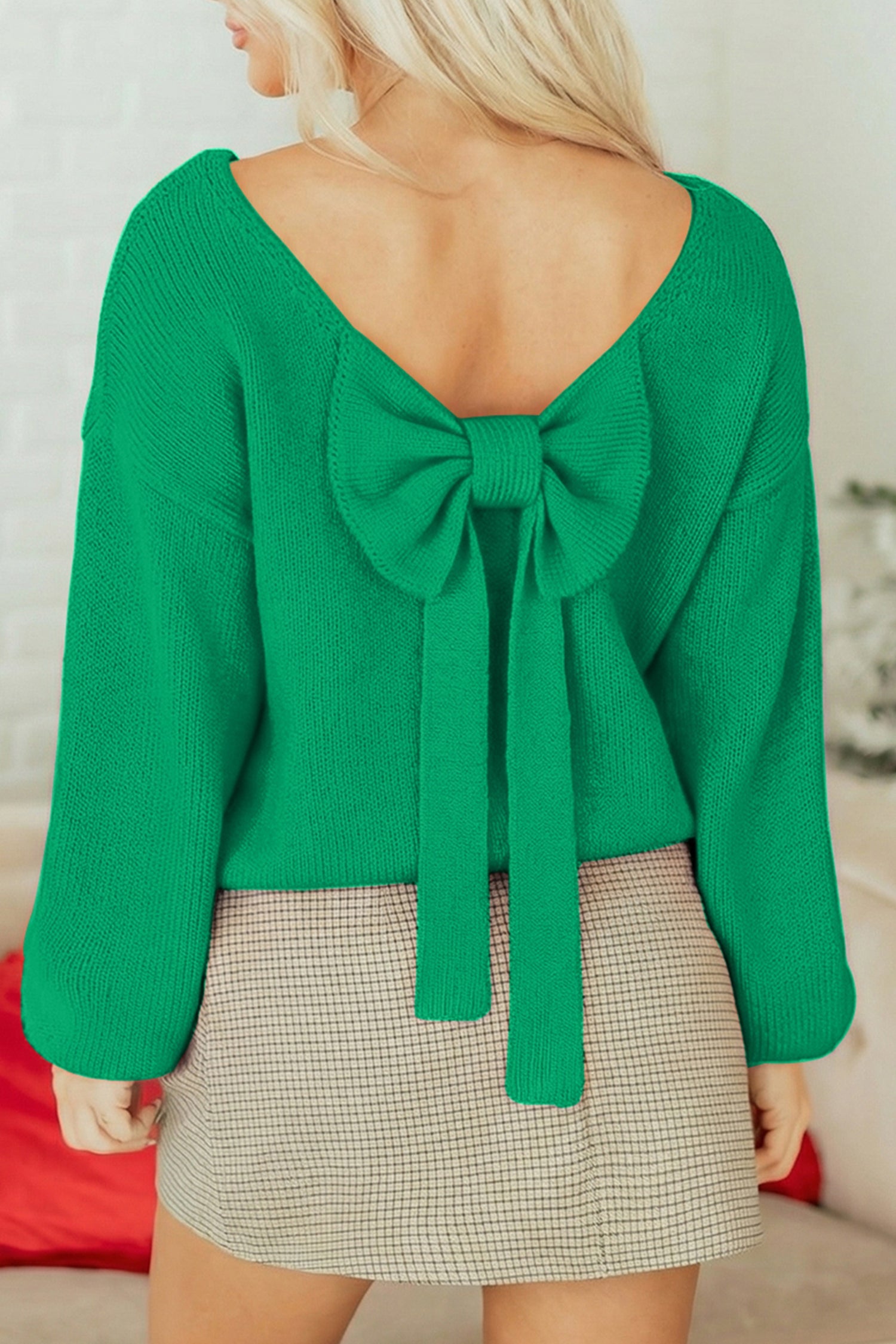 Raven Backless Bubble Sleeve Sweater