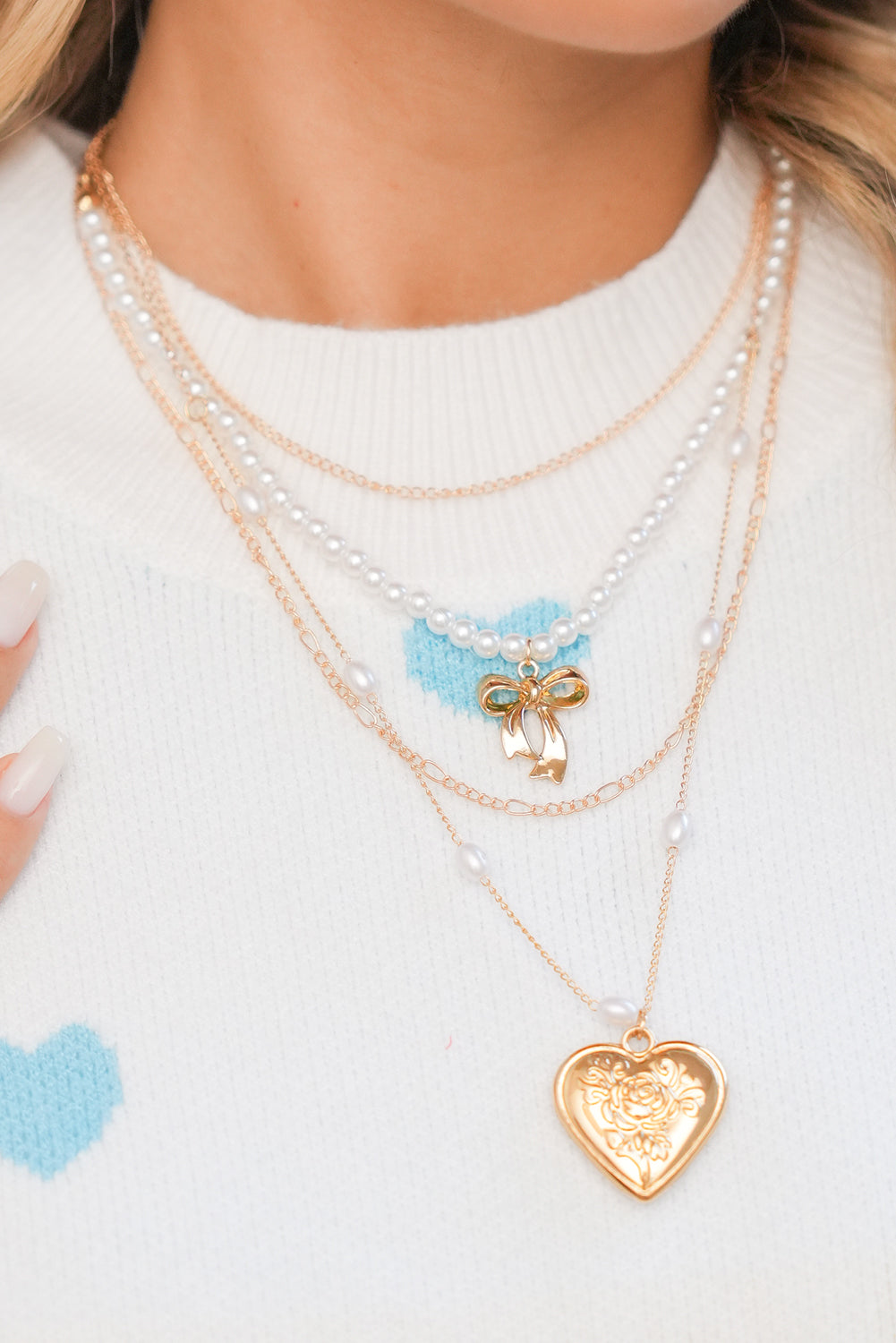 Ocean Pearl Beading Multilayer Necklace