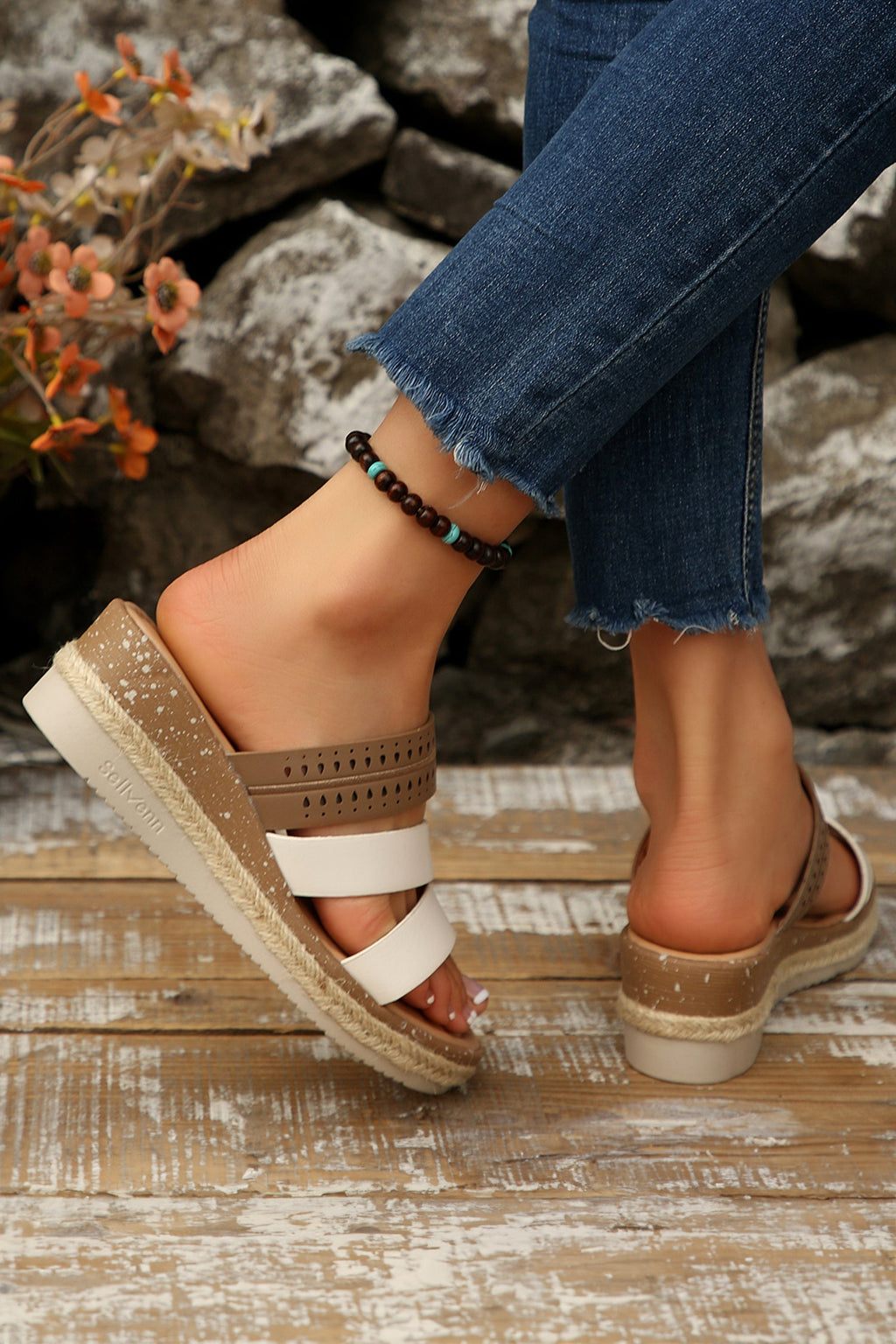 Nevaeh Straps Platform Wedge Slippers