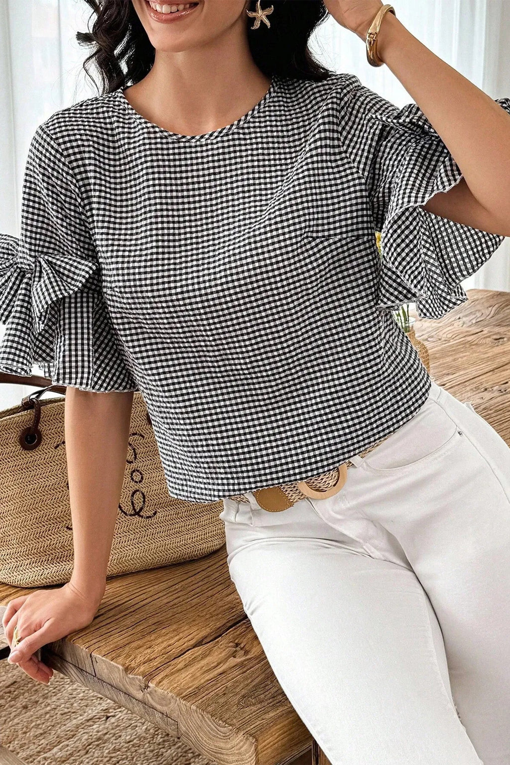 Carolina Ruffled Half Sleeve Blouse