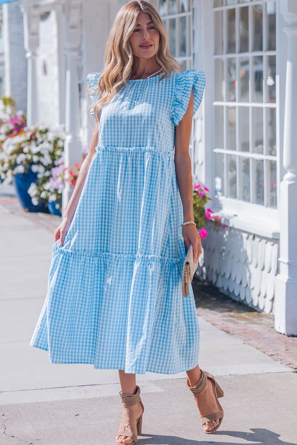 Deborah Sleeve Gingham Maxi Dress