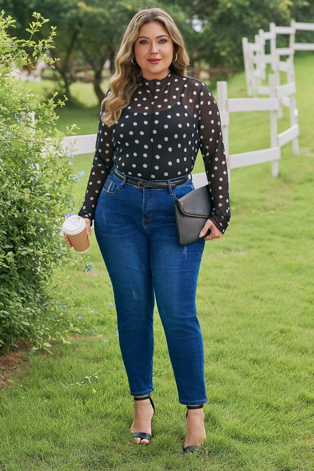 Anne Sleeve Mesh top Long Sleeve PLUS Top