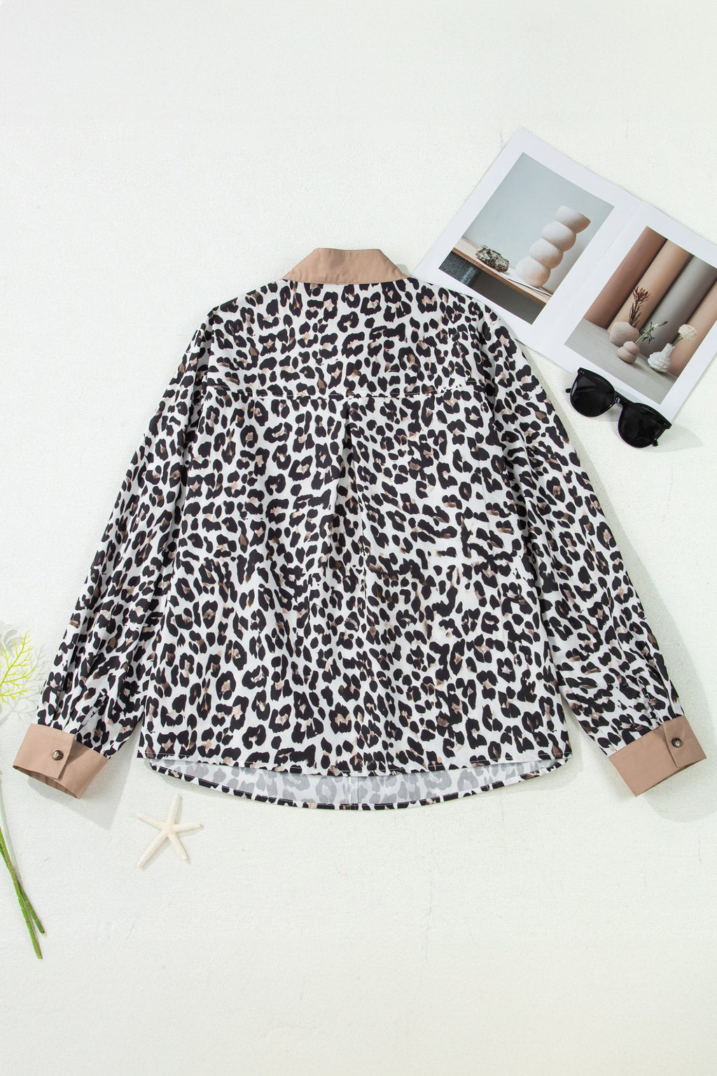 Kayleigh Print Contrast Trim Long Sleeve PLUS Top
