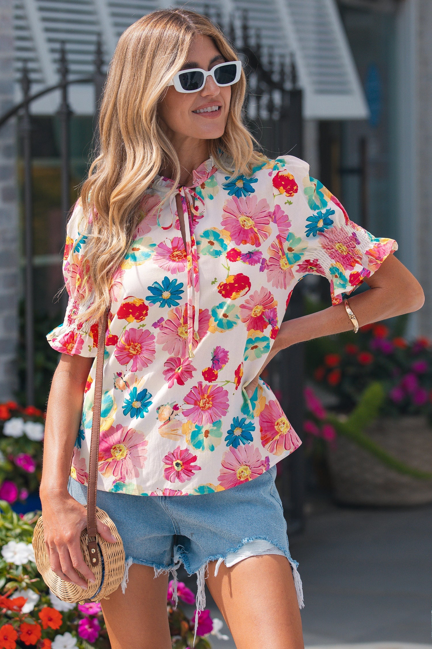 Faith Short Puff Sleeve Blouse