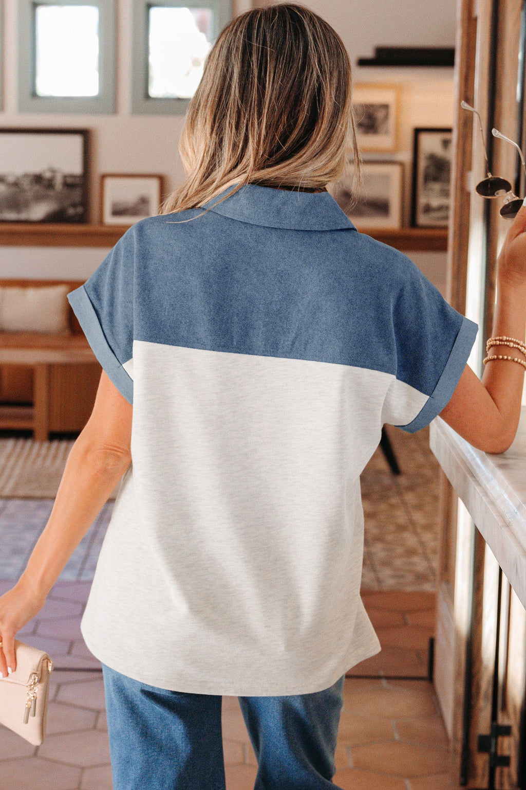 Ivey Collar Short Sleeve Top