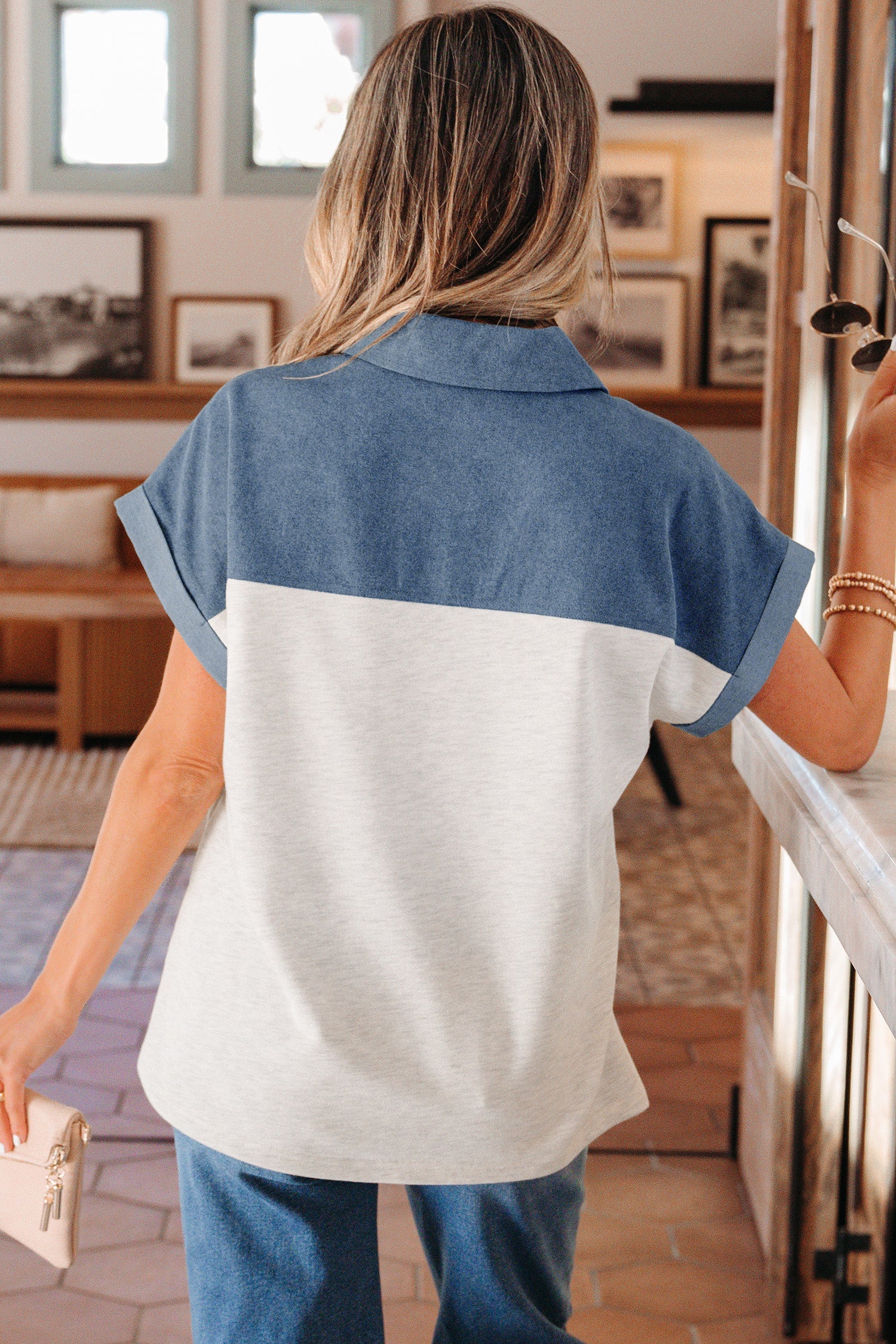 Ivey Collar Short Sleeve Top