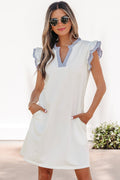 Aleena Ruffle Trim Sleeveless Dress