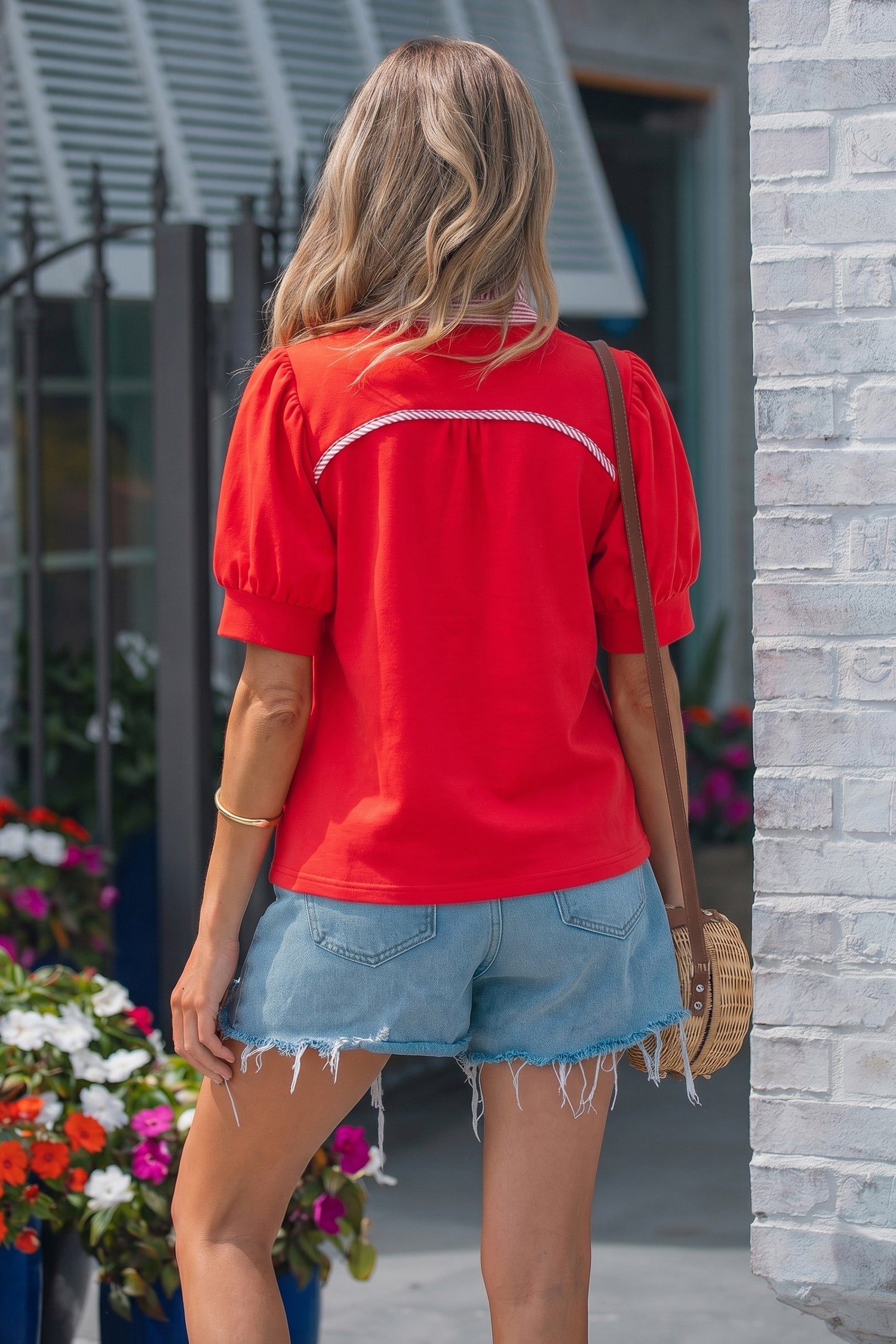 Ophelia Collar Short Sleeve Blouse