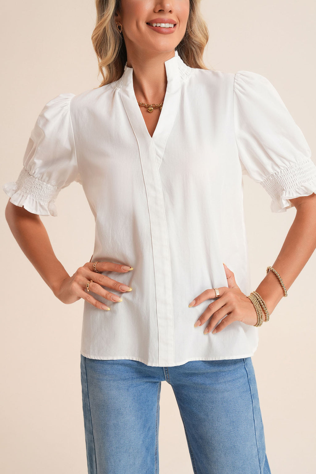 Gabriela Trim Short Sleeve Blouse