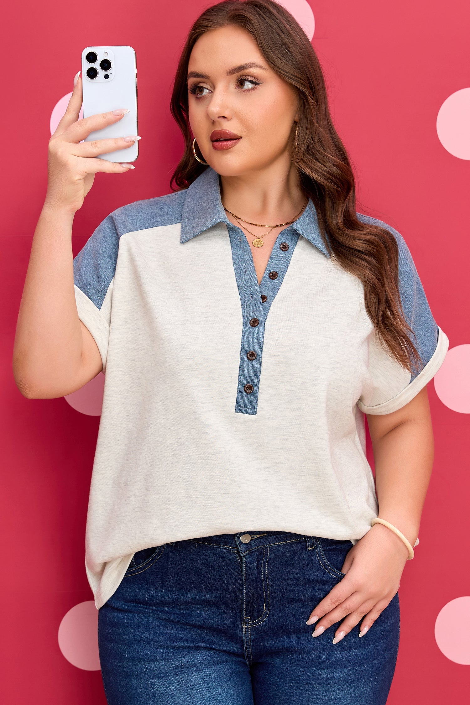 Maddie Cuffed Sleeve Polo PLUS Tee
