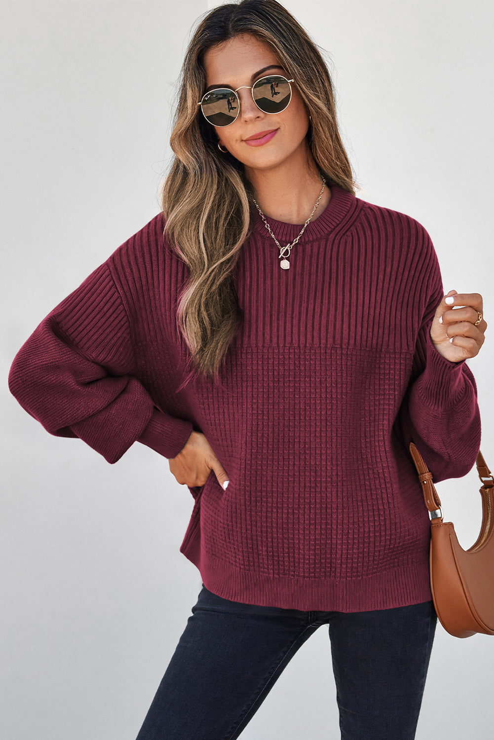 Julietta Mixed Textured Knitted Sweater