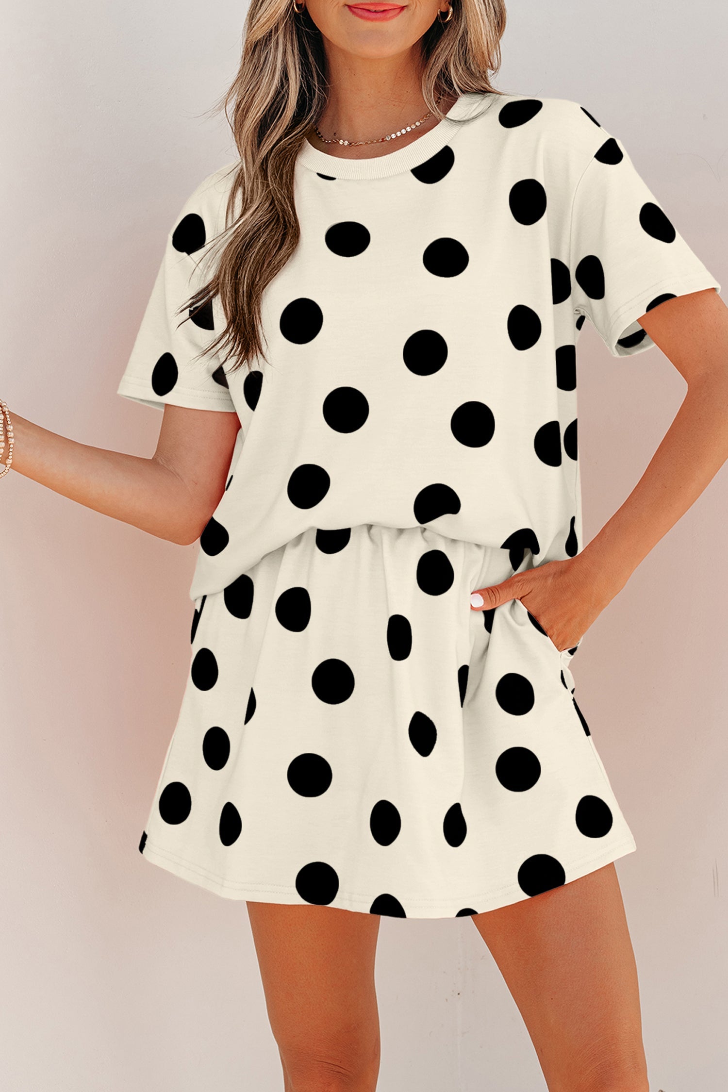 Aurelia Dot Short Sleeve Top Set