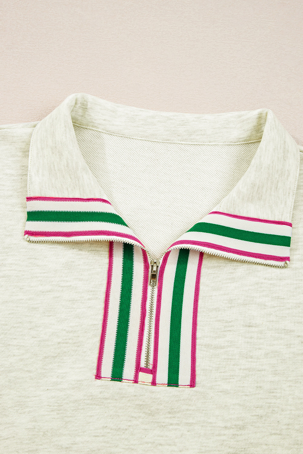 Felitina Patchwork Zip Collar Pullover