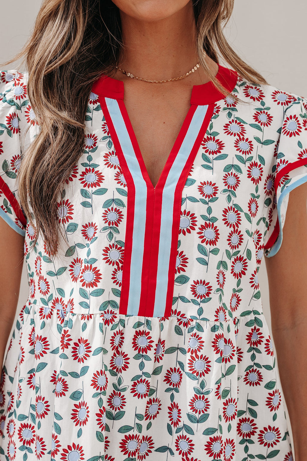 Avery Trim Flutter Sleeve Blouse