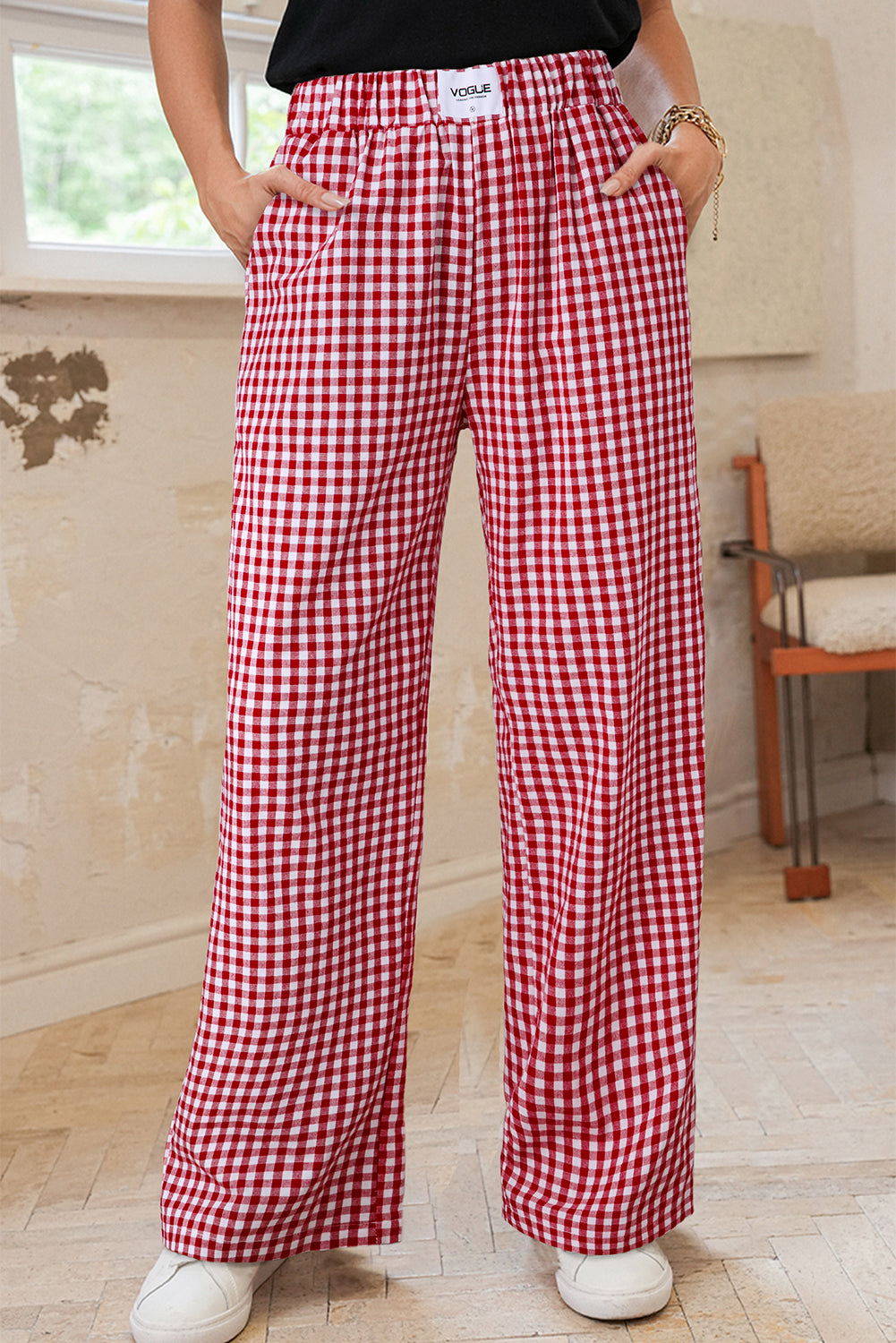 Laura Plaid Casual Loose Trousers