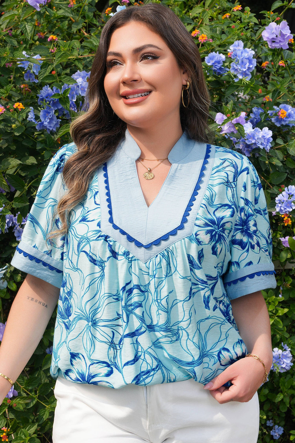 Aylin Floral Short Sleeve PLUS Blouse