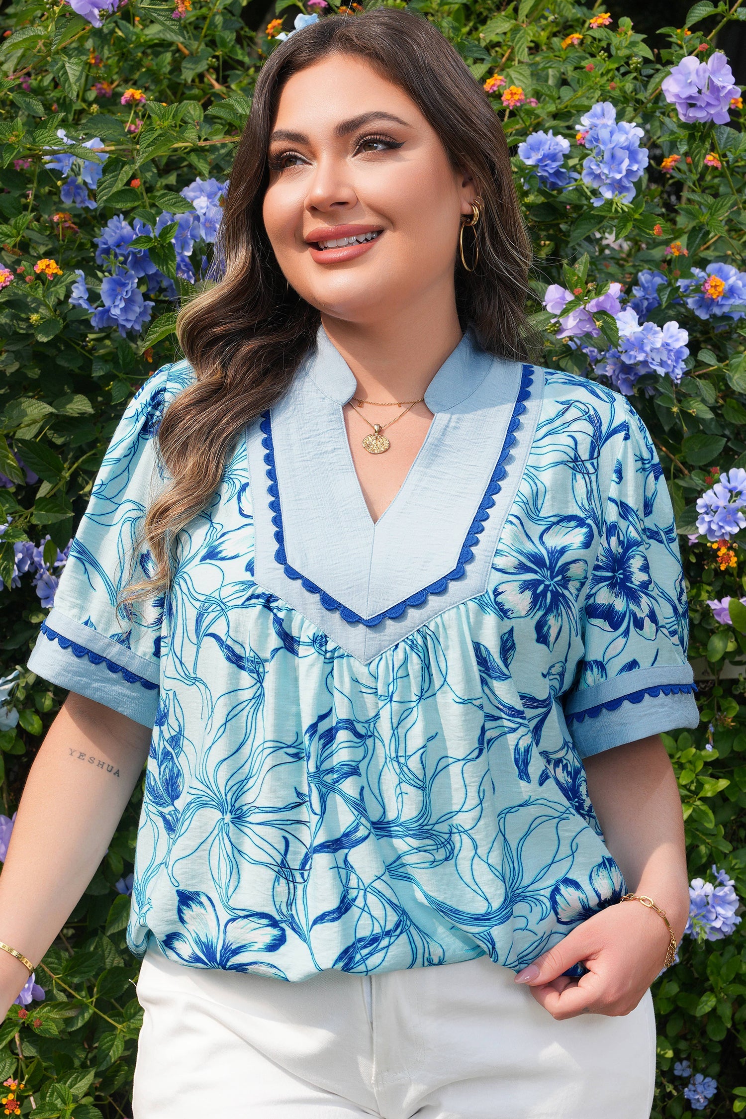 Aylin Floral Short Sleeve PLUS Blouse