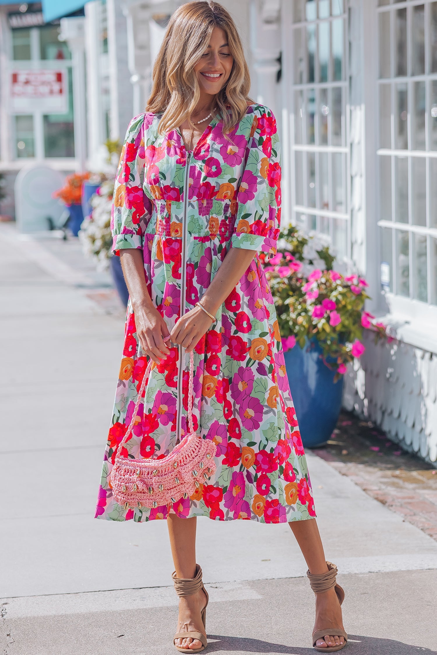 Lisa Puffy Half Sleeve Dress