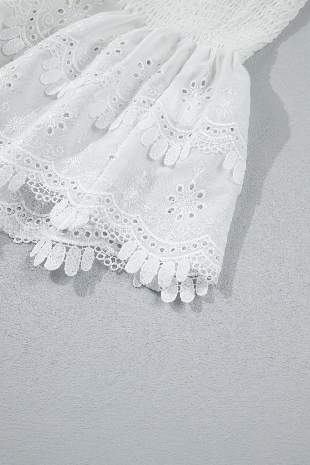Danielle Smocked Lace Peplum Top