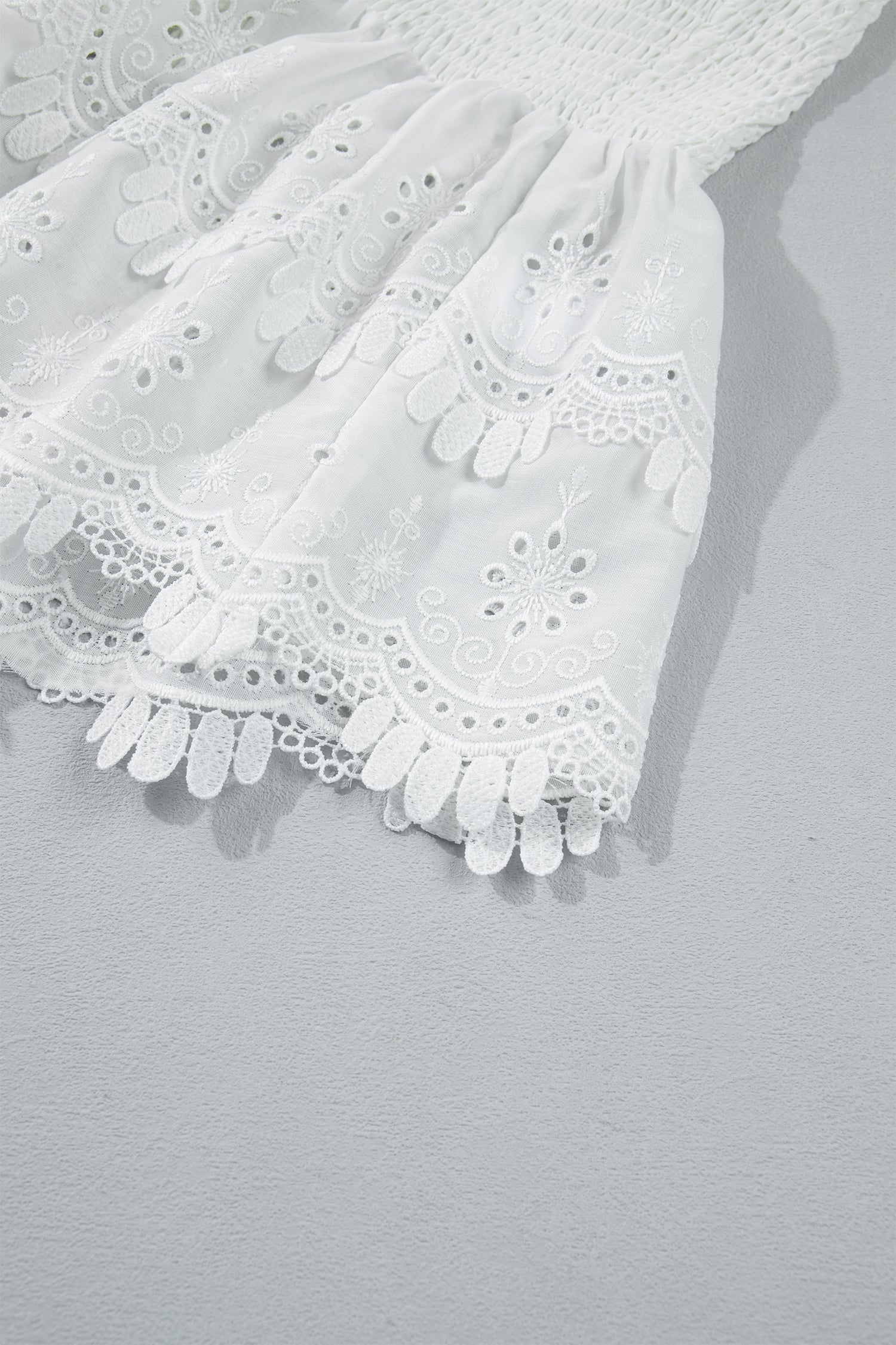 Danielle Smocked Lace Peplum Top