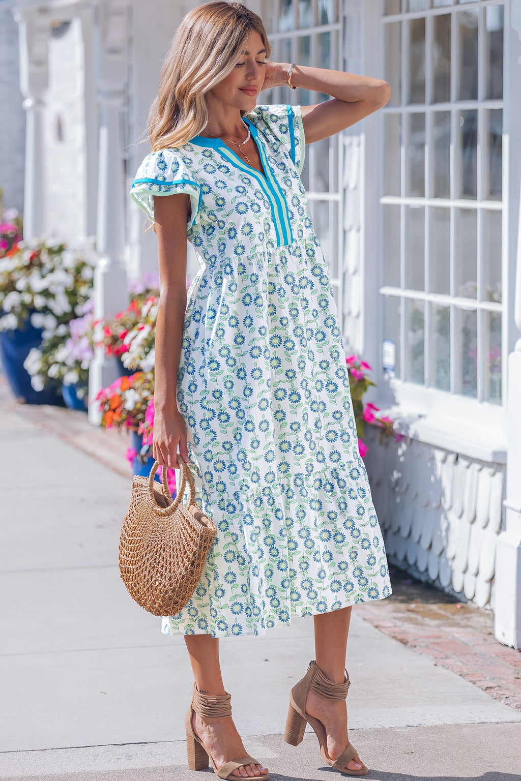 Clementine Flutter Sleeve Long Dress